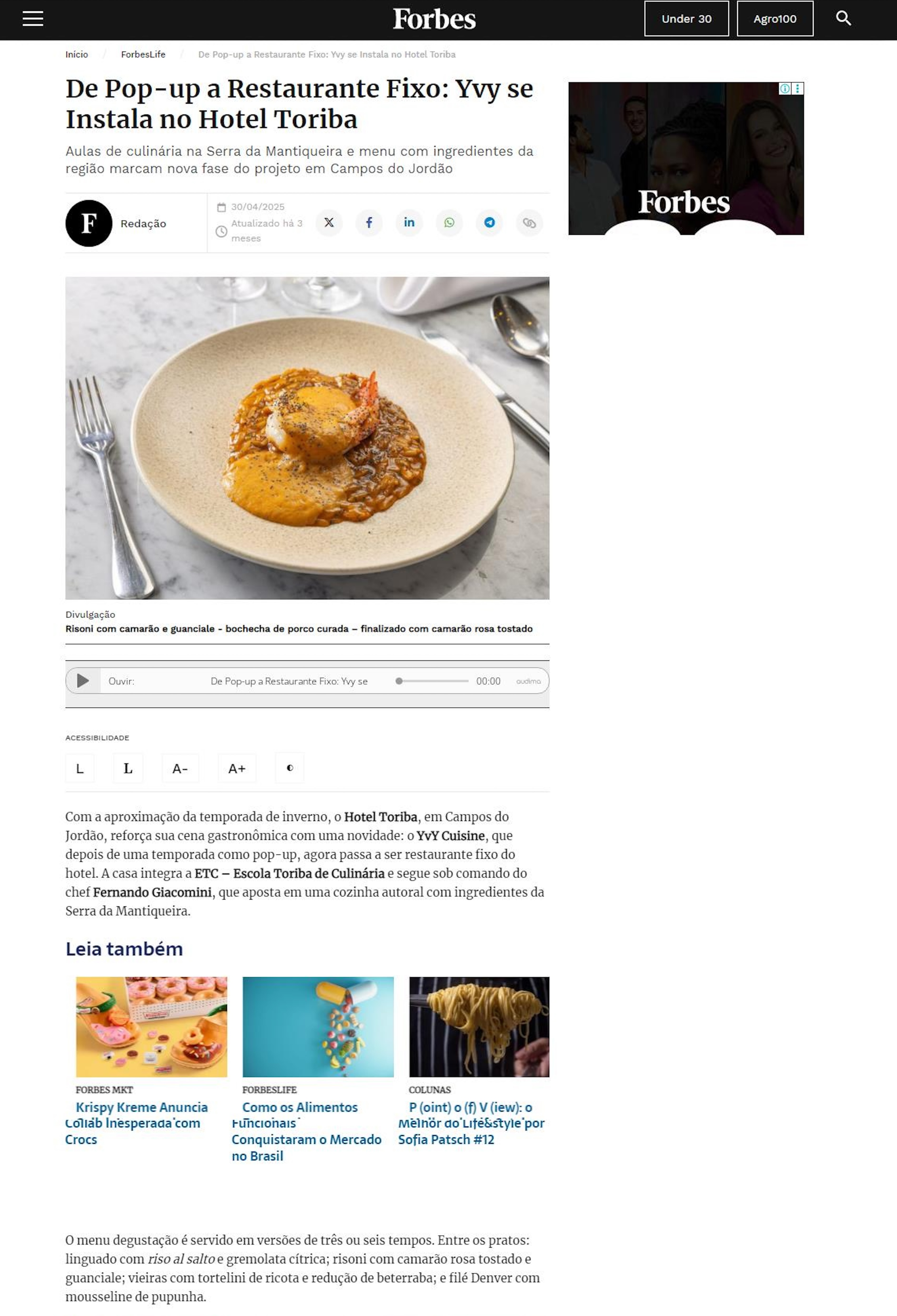 De pop-up a restaurante fixo: Yvy se instala no Hotel Toriba